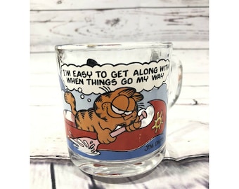 Vintage McDonalds Garfield & Odie Glass Coffee Cup Mug 1978 Anchor Hocking