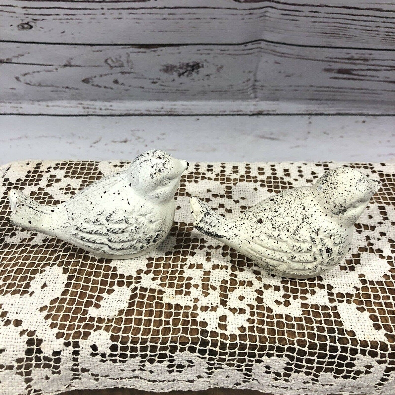 Gusseisen Set von 2 Vogel Figuren rustikale weiße Handwerk | Etsy