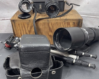 Vintage Mamiya Sekor 1000 DTL 35mm Camera w/ 55mm 1:1.4 Lenses Case Tripod