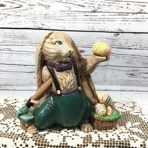 Mayco Ceramic Rabbit With Painted Eggs Figurine 1992
