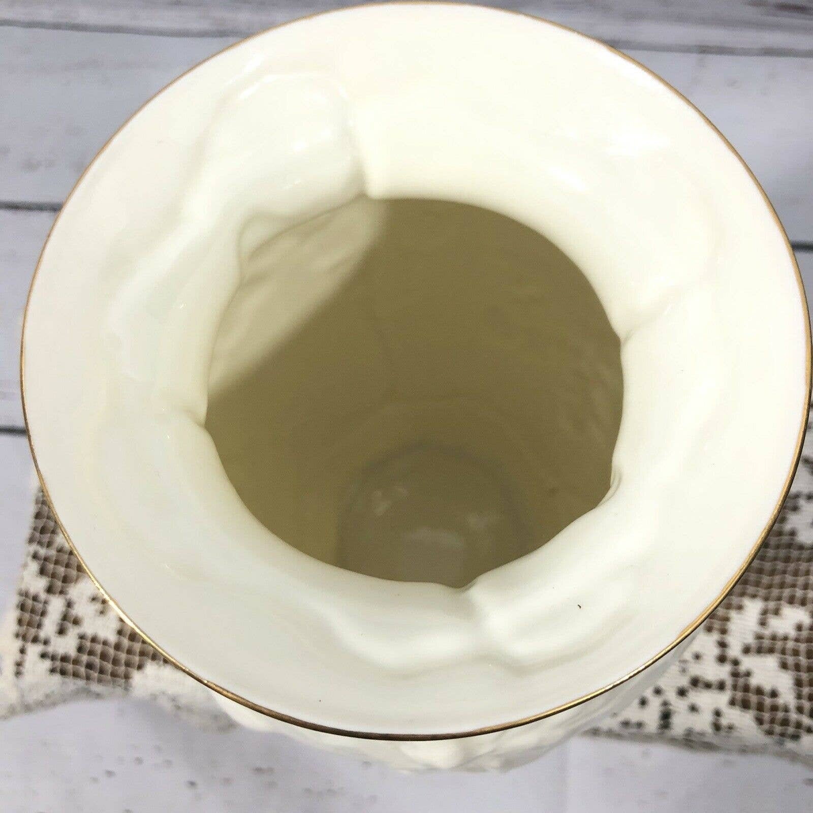 Belleek Oak Leaves Porcelain Vase Blue Stamp 8th Mark Made in Ireland 8