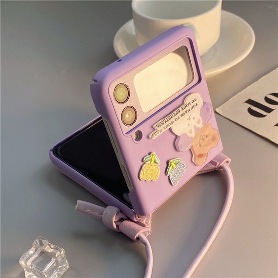 Korean Bear Samsung Purple Phone Case For Samsung Galaxy Z Etsy