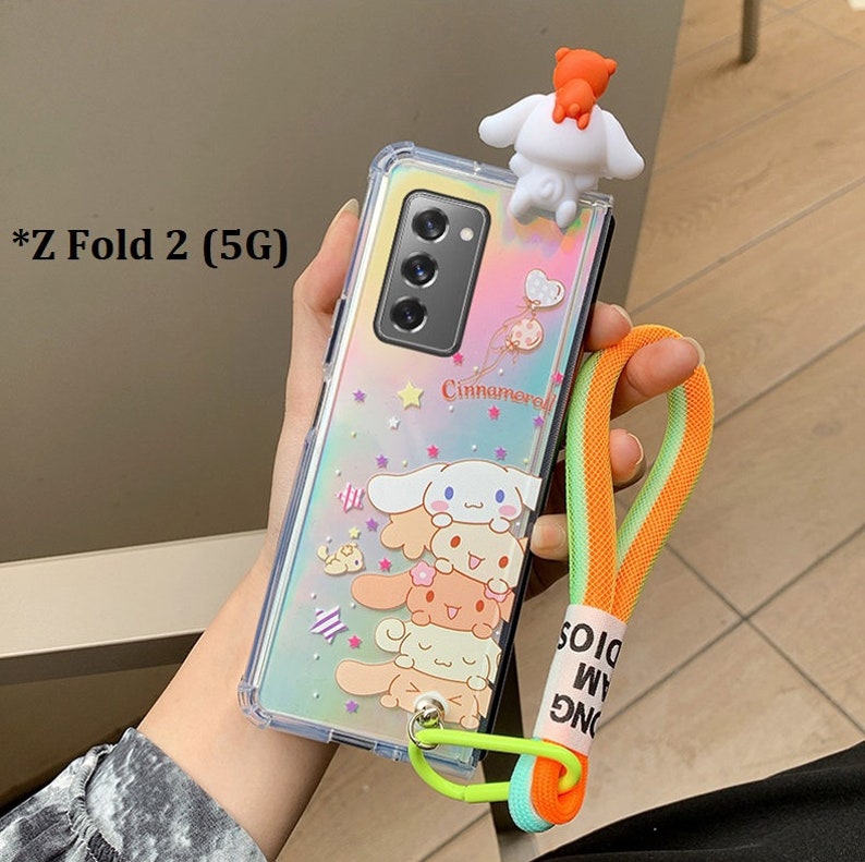 Japanese White Dog Phone Case for Samsung Galaxy Z Fold 2 and Z Fold 3 (5G) | Cartoon 3D Animals Clear Colorful | Lovely Cute Gift 