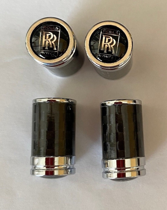 Free 1st Class Post Set of 4. Premium CARBON ROLLS ROYCE Valve Dust caps