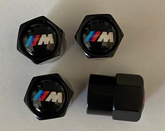 BMW Black M'sport set of 4 valve/dust caps -- FREE POST