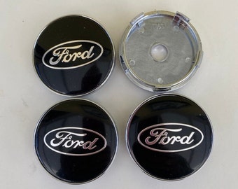 Ford 60mm BLACK WHEEL CENTRE Caps, Set of 4 (Please Measure}  Free 1st Class Post