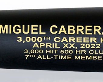 Miguel Cabrera 3,000 Career Hits Black Satin Maple Bat