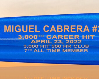 Miguel Cabrera 3,000 Career Hits Chrome Maple Bat