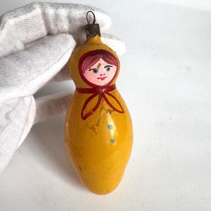 Old Christmas tree toy USSR. New Year&#39;s collection of Christmas tree decorations. Glass Matryoshka