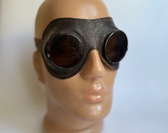 Vintage German motorcycle glasses. Military glasses. Glasses with glass lenses. Rare glasses. Folding glasses.CARL.ZEISS