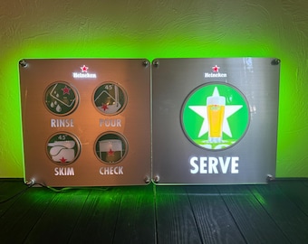 Vintage Light Up Beer Sign. Retro Pub Wall Decor. Advertising beer sign.