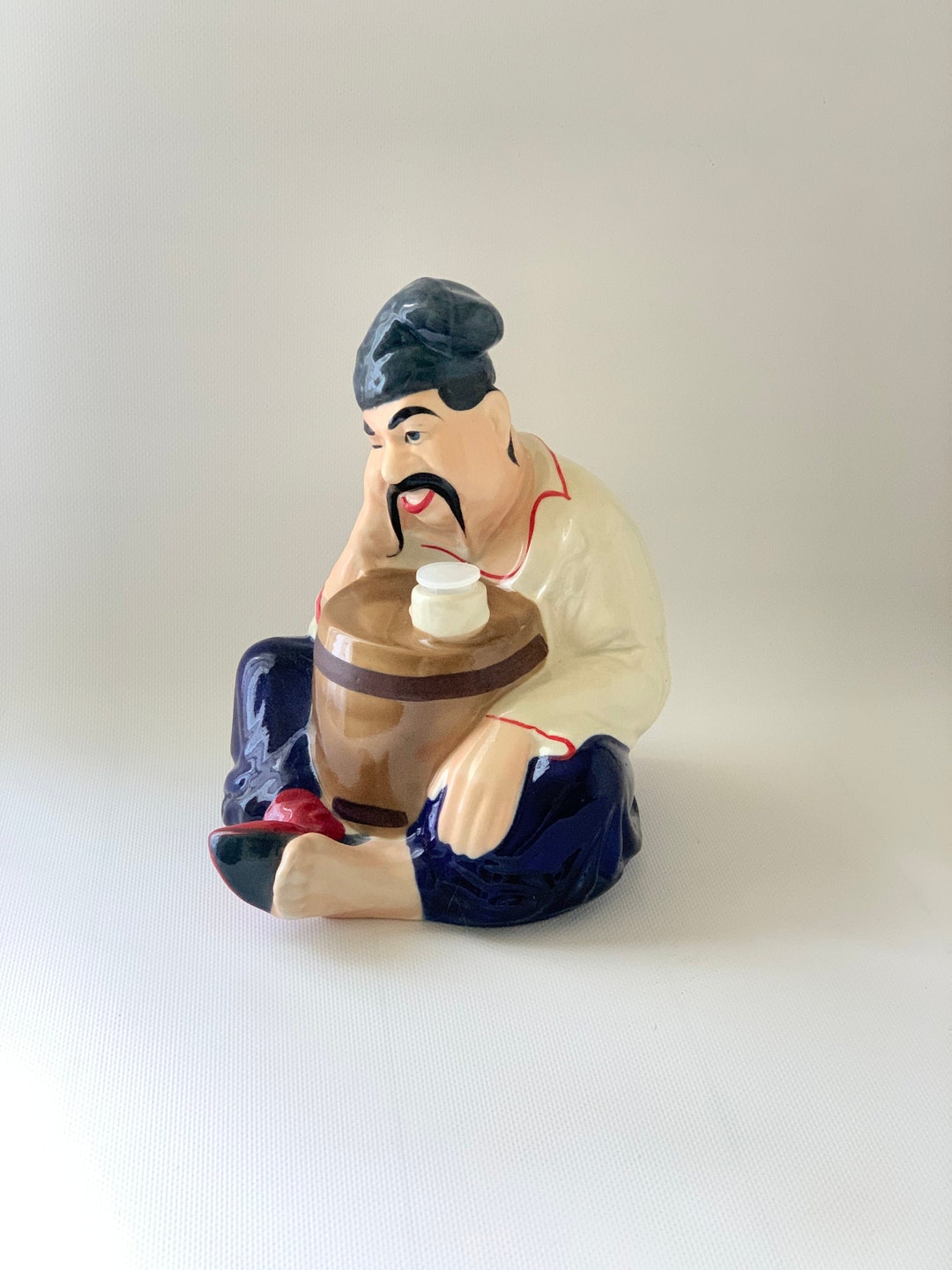 Porcelain Sculpture Alcohol Decanter kozak With a Barrel Porcelain