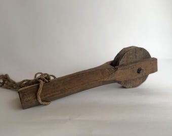 Old Antique Wooden Pulley Lifting Block .Unique  wall decor.