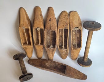 Antique wooden weaving shuttles 19th-20th 6 pieces.