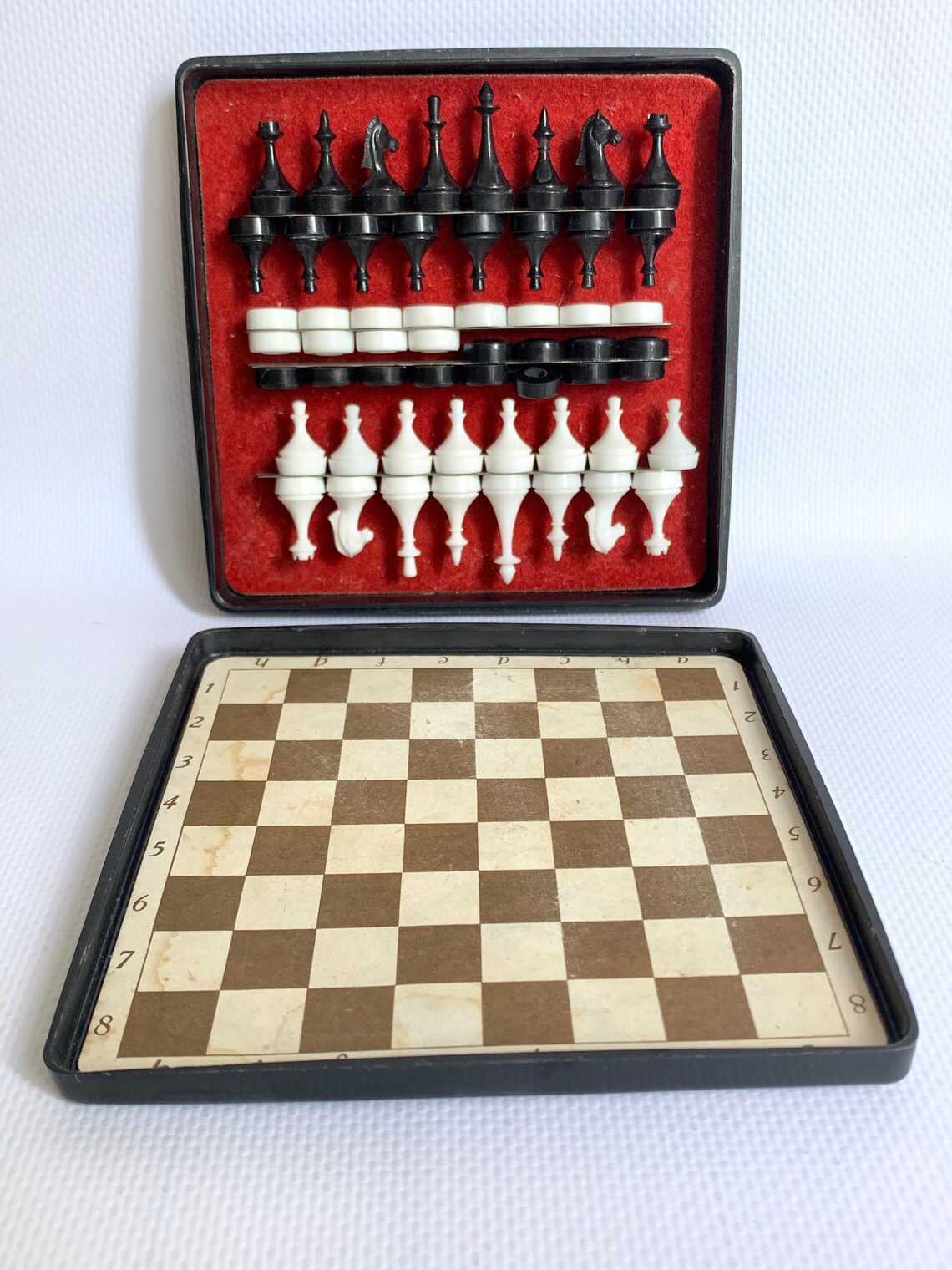 Vintage Pocket Chess and Checkers. Soviet Mini Chess for