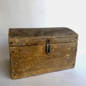 Antique primitive old wooden chest, box.