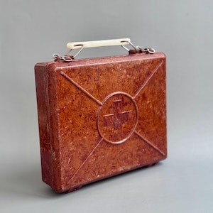 Botiquín de primeros auxilios soviético antiguo Carbolite, caja médica de la URSS, estuche retro de la Cruz Roja, almacenamiento médico militar, artículo de colección.
