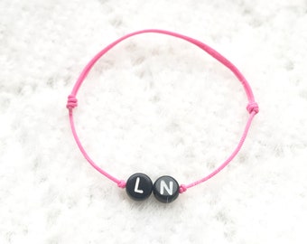 Personalised Black Letter Bead Bracelet: Custom Name Word Bracelet, Easy Christmas Gift