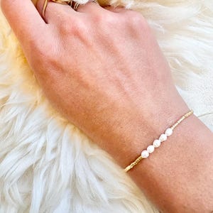 Tiny Pearl bracelet, Mini Gemstone beaded bracelet, Seed Pearl jewellery, Bracelet for women, Minimalist Pearl Bracelet, Gold beads bracelet