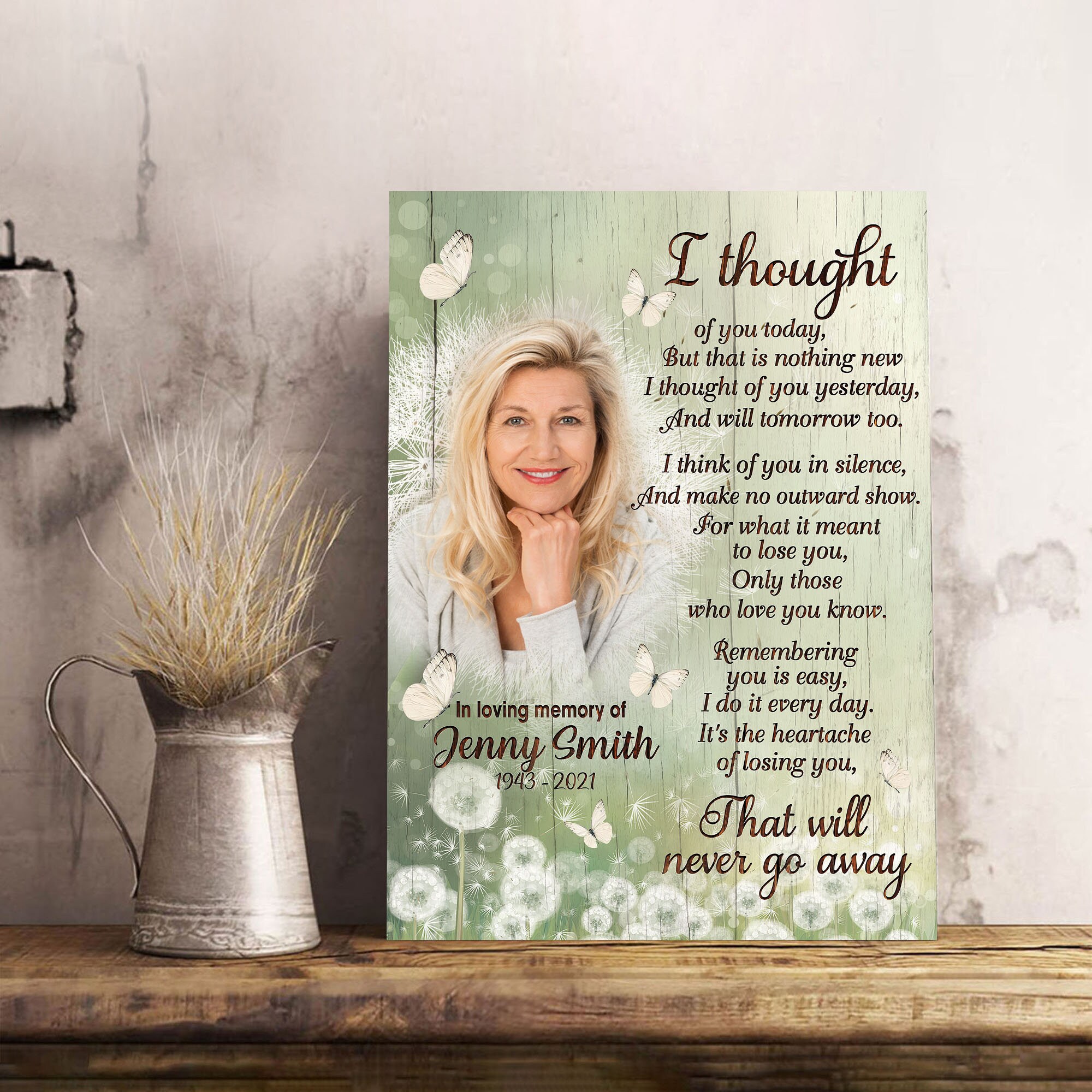Personalized Memorial Wall Art I Thought of You Today Poster - Etsy