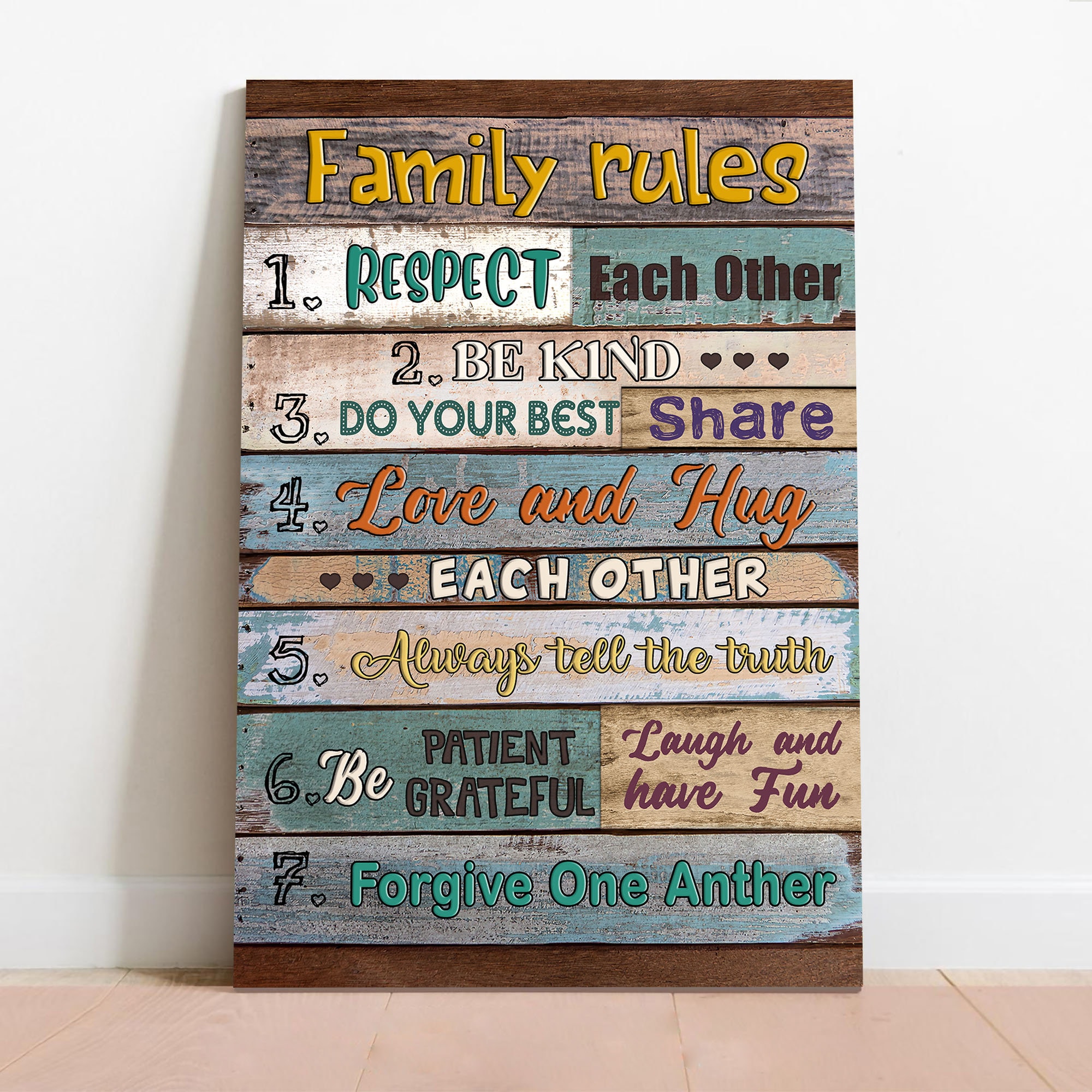 Family Rules Canvas Art Family Rules Poster Family Rules Etsy