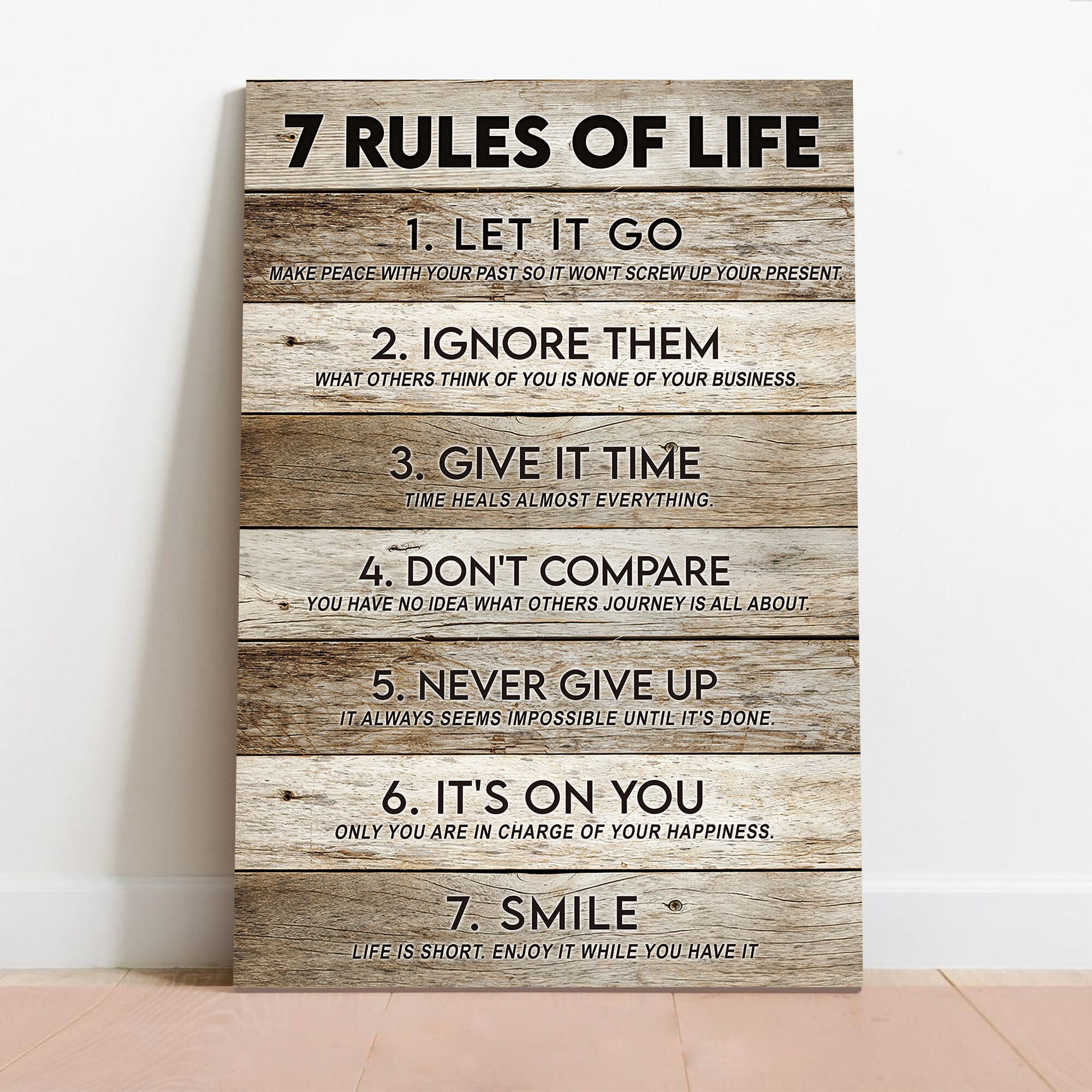 7 Rules of Life Wall Decor Inspirational Quote Canvas Art Etsy