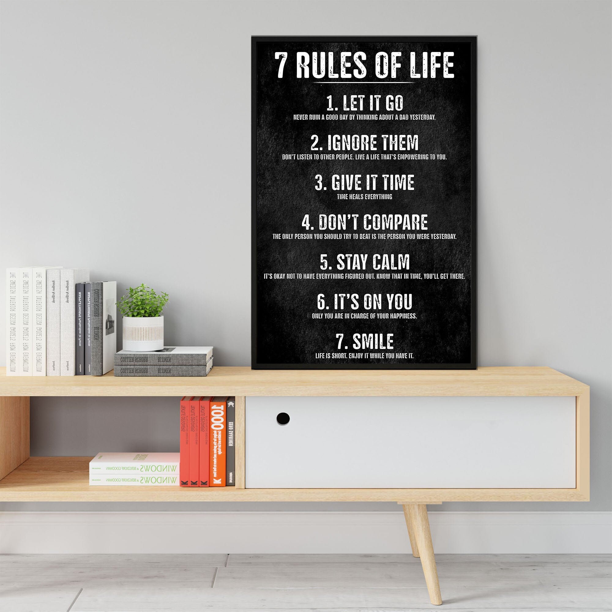 7 Rules Of Life Canvas Inspirational Quote Canvas Art Etsy