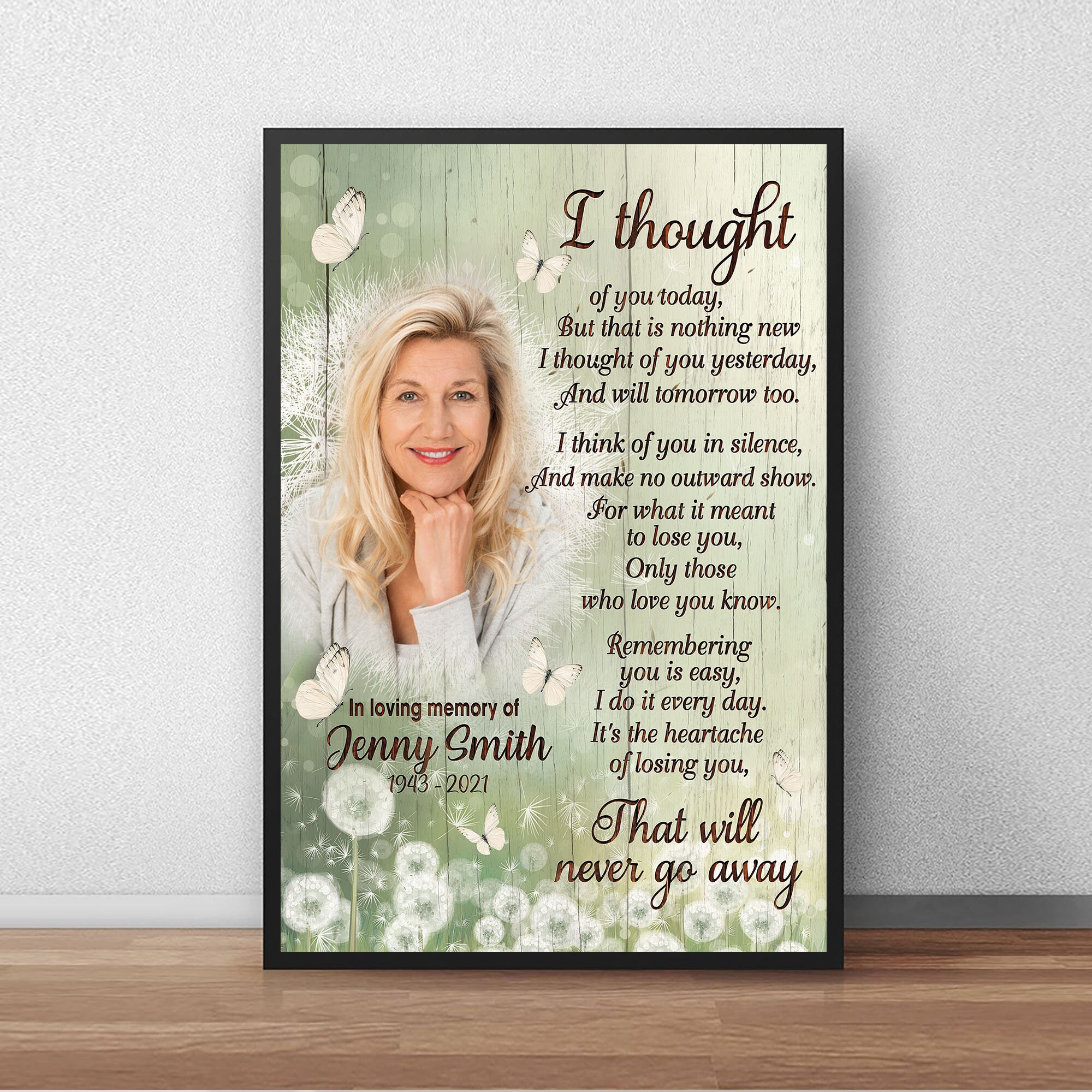 Personalized Memorial Wall Art I Thought Of You Today Poster Etsy