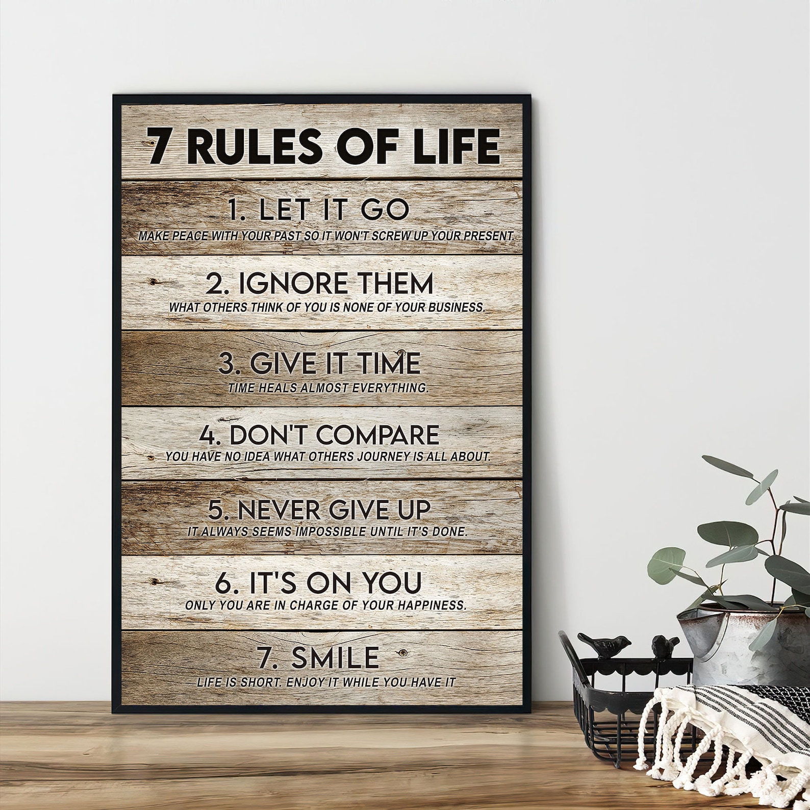 7 Rules of Life Wall Decor Inspirational Quote Canvas Art Etsy