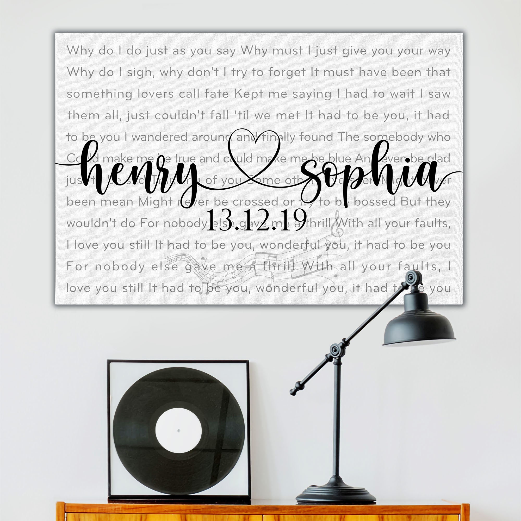 Custom Song Lyrics on Canvas Wall Art Customized Couple Wall Etsy