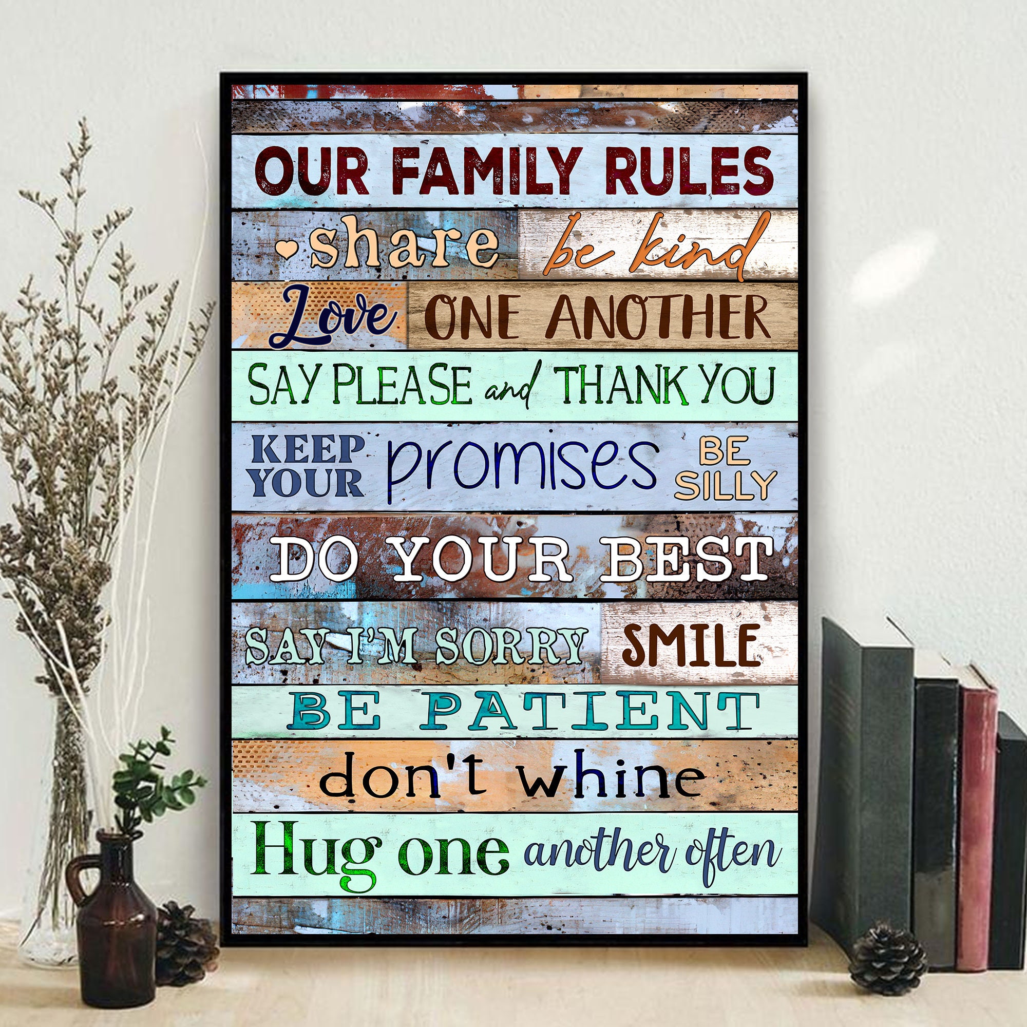 Our Family Rules Canvas Art Family Rules Wall Art Funny Etsy