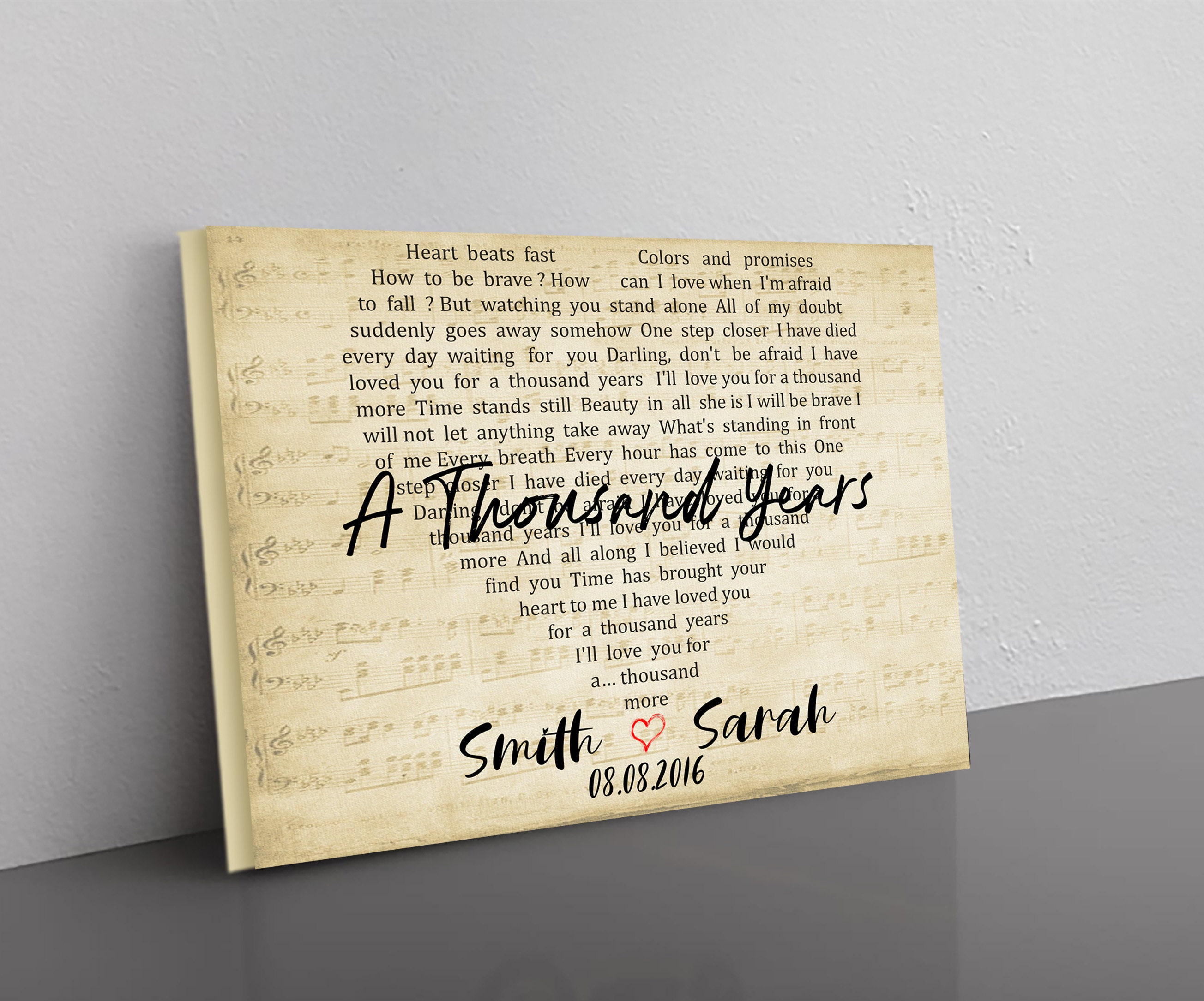 Personalized Couple Song Lyrics Canvas First Dance Lyrics Etsy