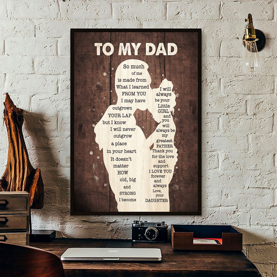To My Dad Wall Art Daughter Dad Wall Art Father's Day Etsy