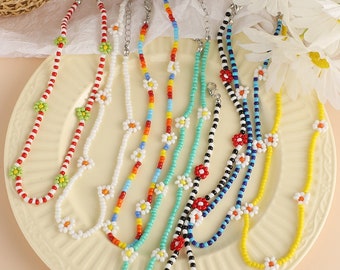 Bohemia Colourful Beaded Daisy Choker Necklace Women Girls Jewellery Gift