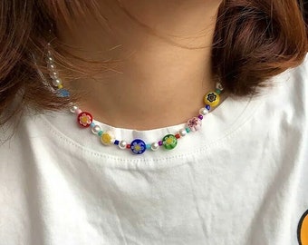 Beautiful Bohemia Colourful Beaded Pearl Choker Necklace Women Girls Jewellery Gift