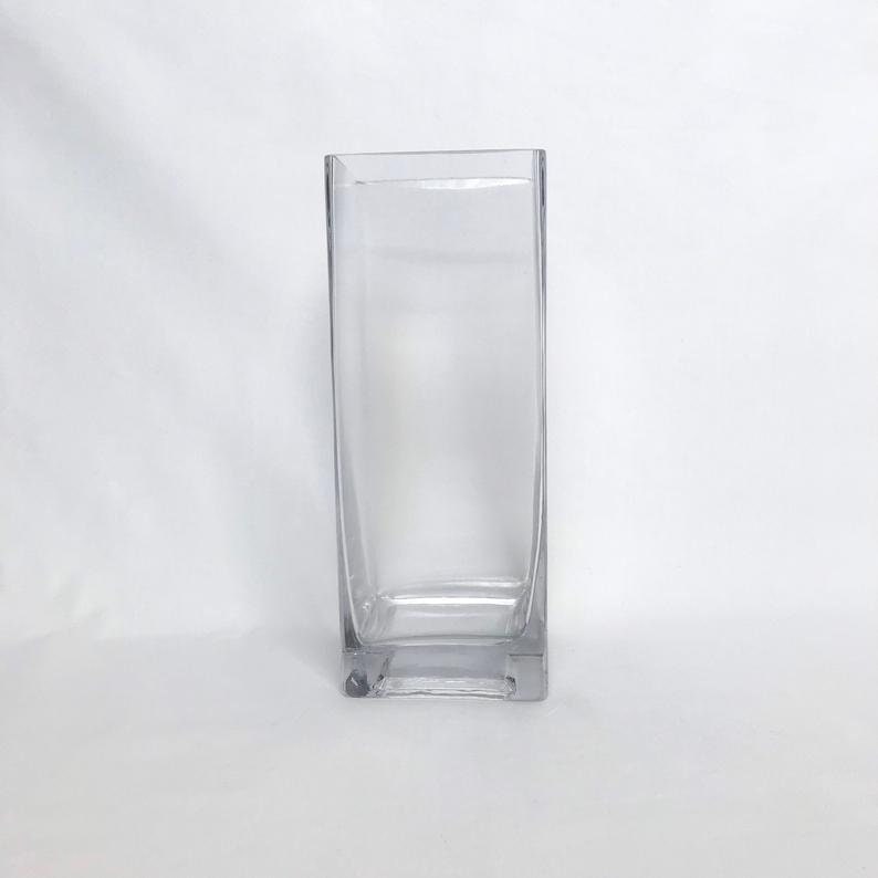 Tall Slim Square Glass vase Elegant Designed Glassware With Etsy
