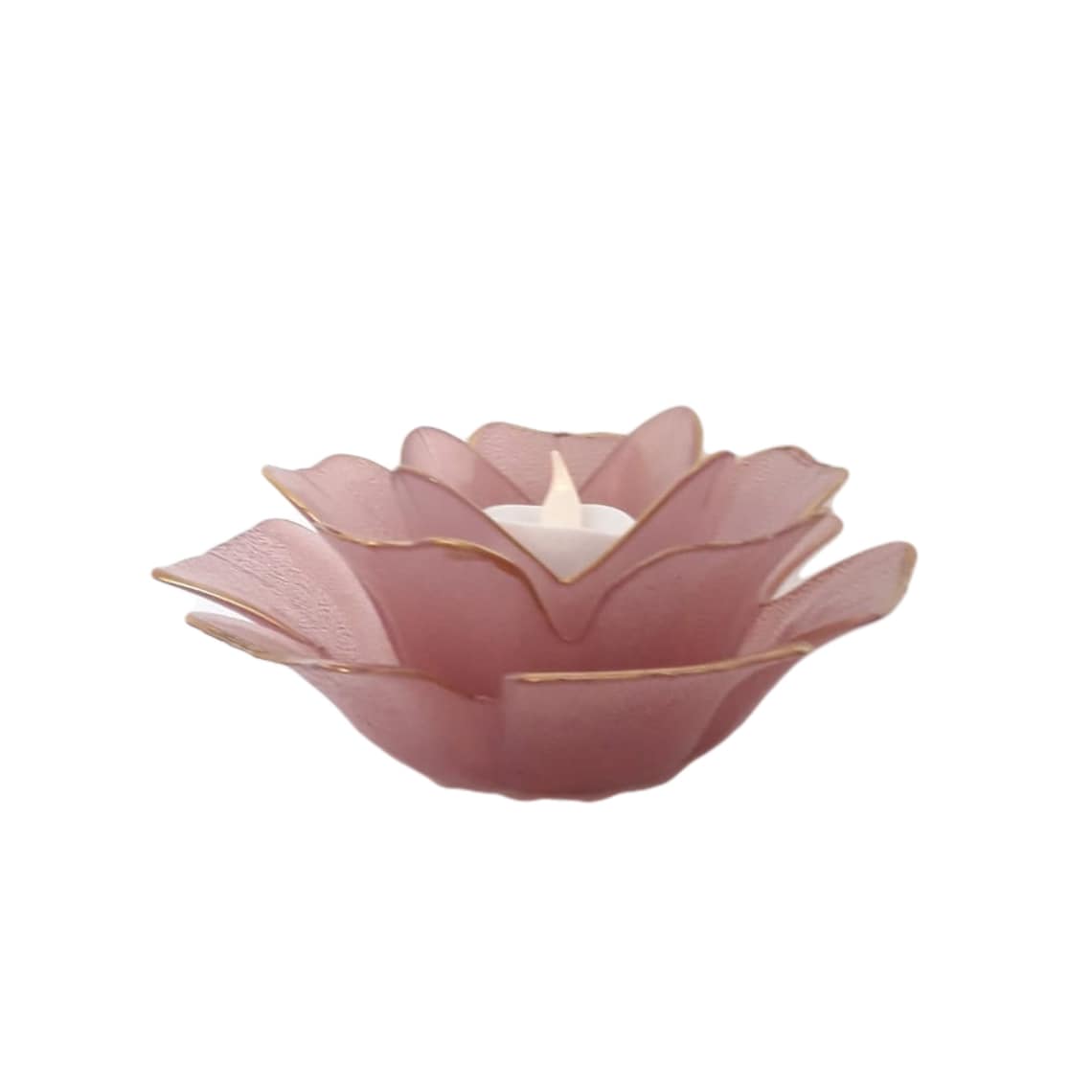 Pink Flower Glass Candle Holder Tea Light Decorative Etsy UK