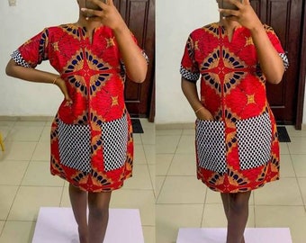 Dammy mixed print dress, African dress for women, ankara print