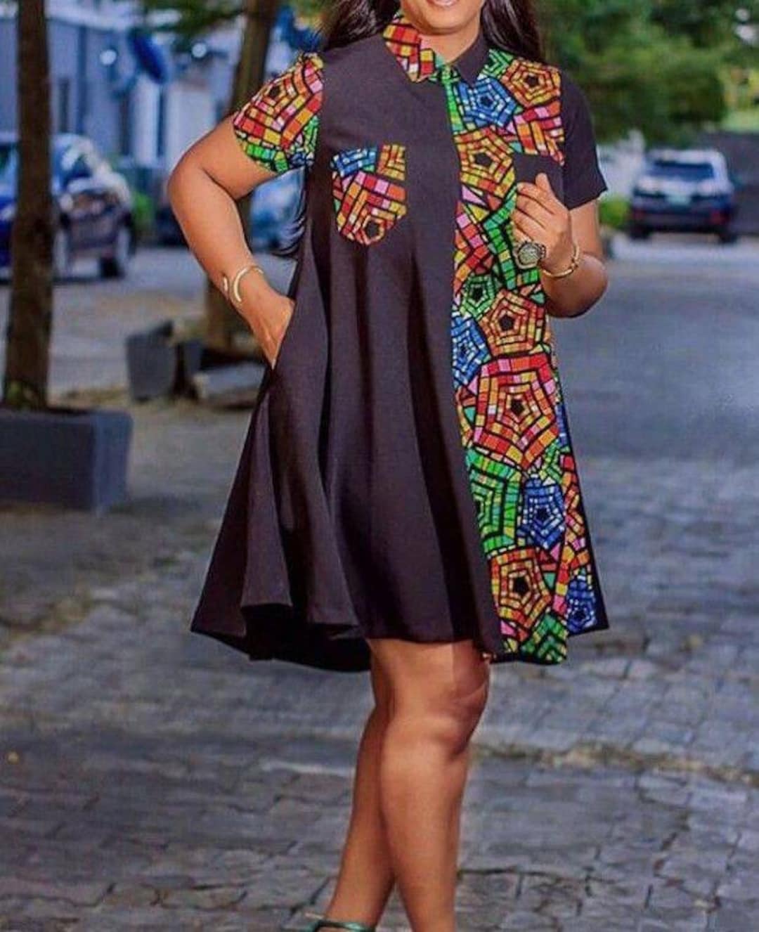Stella Mixed Print Flare Dress, African Clothing for Women, Ankara