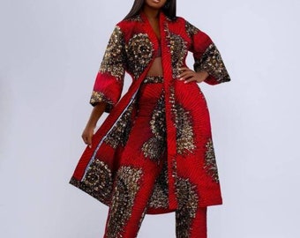 Nkem Afrikanische Kleidung für Frauen / Afrikanische Frauenhosen eingestellt / Kimono und passende Hose für Frauen / Afrikanische Kleidung für Frauen