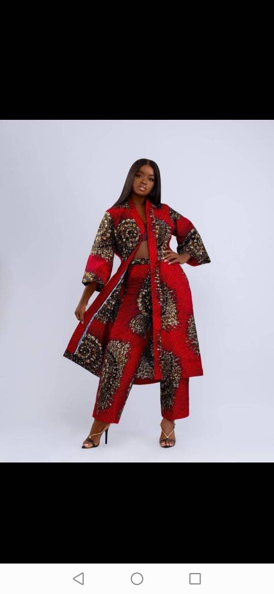 Nkem African clothing for women /African women pants set/ kimono and matching pant for women /African clothing for women