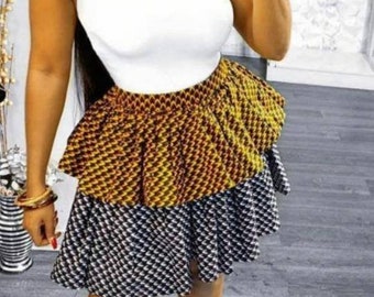 Timi pleated skirt, African skirt for women, ankara mixed print