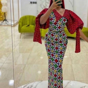 Joan puff sleeve dress, African dress for women, ankara print