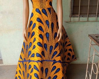 Sholly off-the-shoulder peplum dress, ankara dress for women, African print