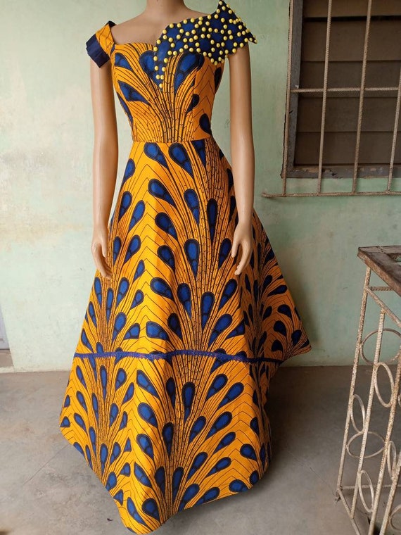 Sholly off-the-shoulder peplum dress, ankara dress for women, African print
