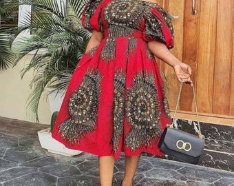 Tife African midi dress /African print dress /African dress for women