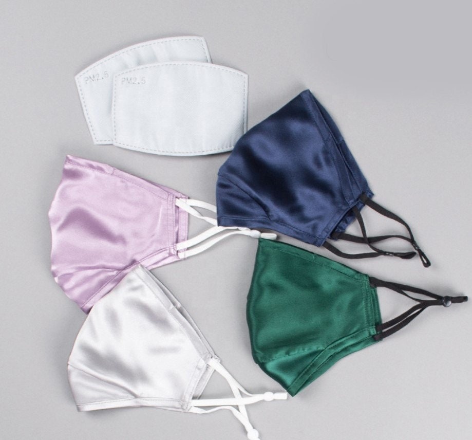 100 Mulberry Silk Reusable Masks 3 layer with noseclip Etsy Polska