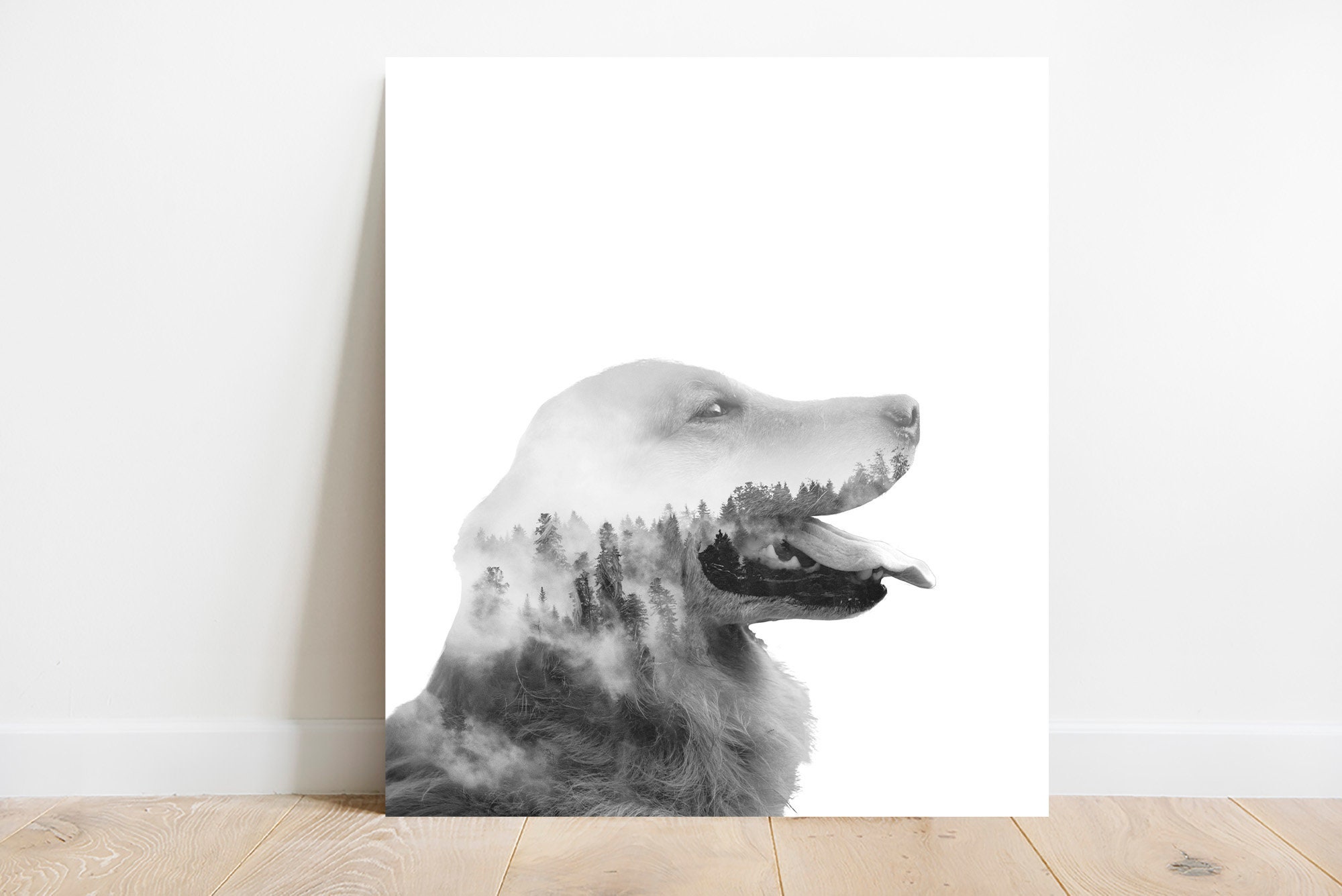 Custom Pet Portrait Commission,digital Dog Art,double Exposure,unique