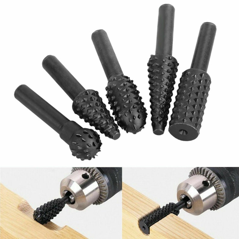 Woodworking Rotary Burr Drill Bit Set Rasp File Twist Wood Etsy