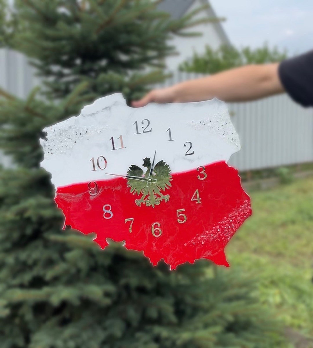 Handmade Wall Clock Poland Map Gift for Pole Unique Poland Etsy